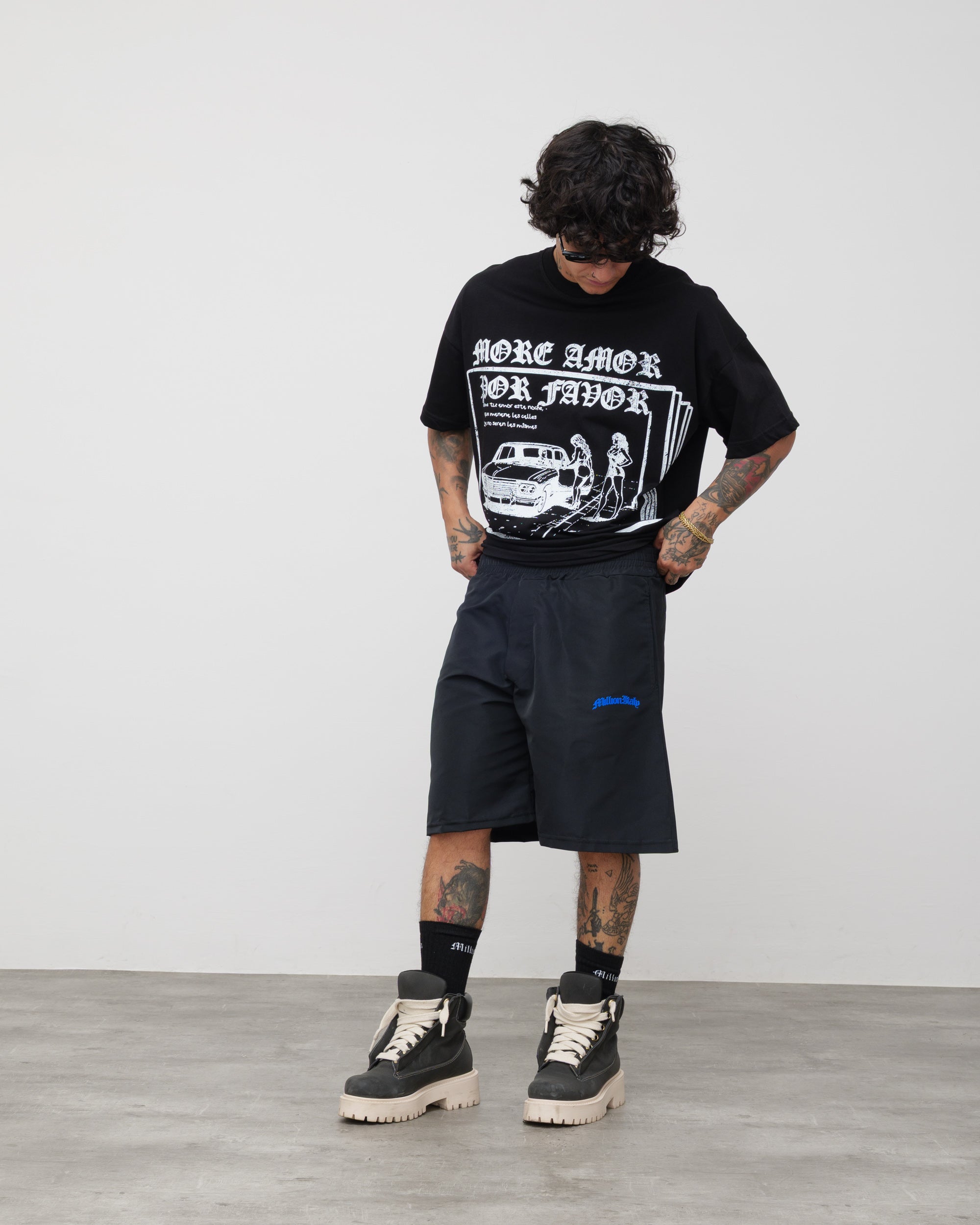 Shorts Tech Nero - Logo Blu