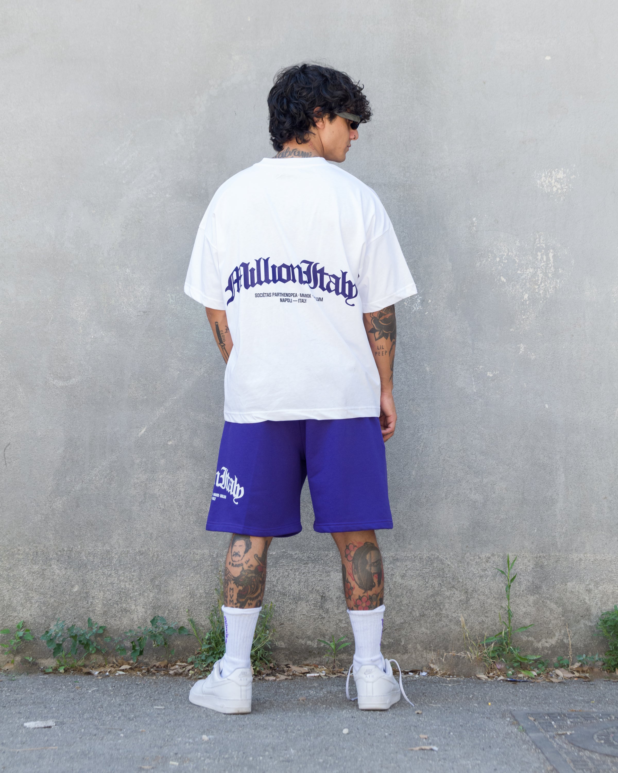 T-Shirt Bianca Arch Logo Viola