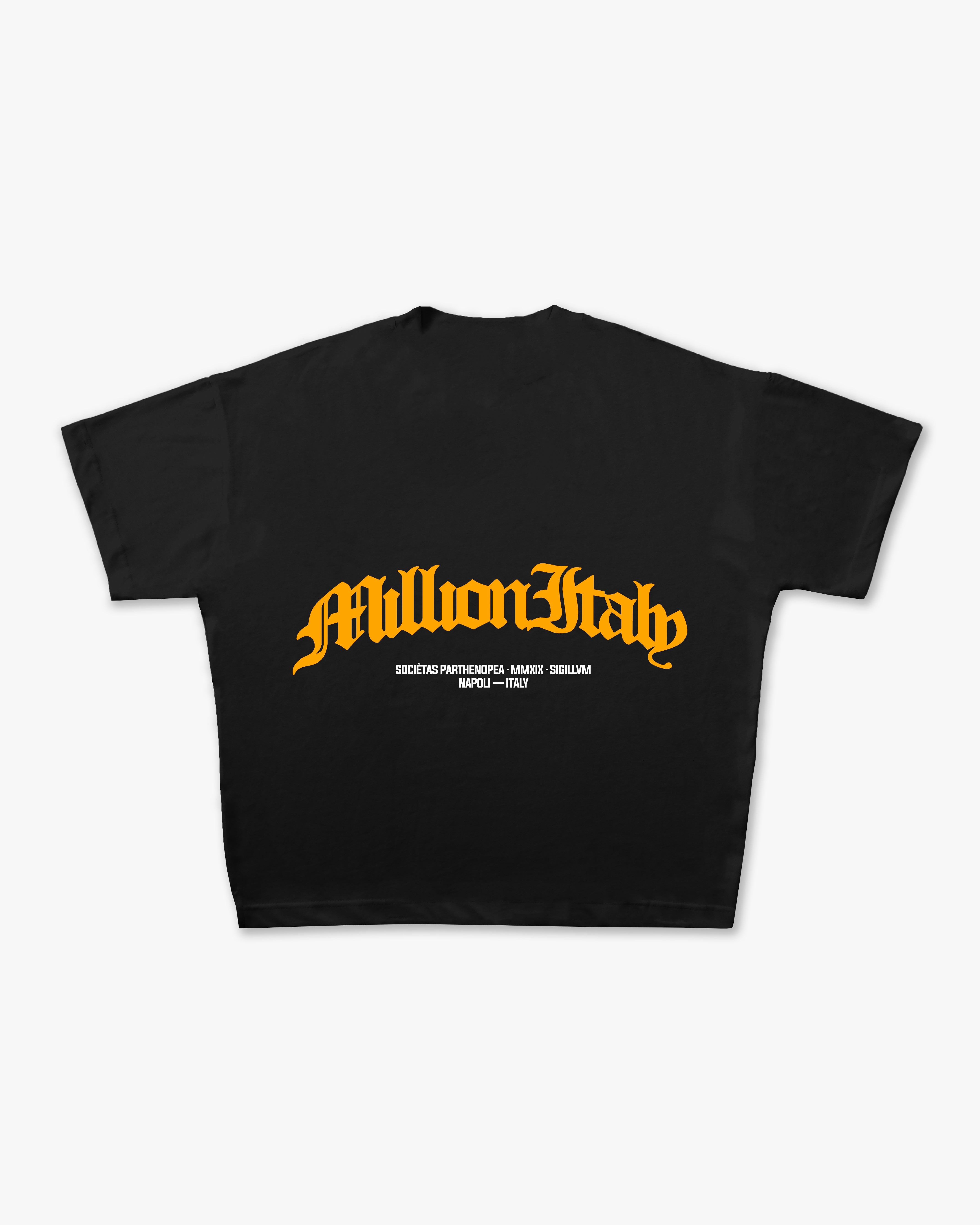 T-Shirt Nera Arch Logo Giallo