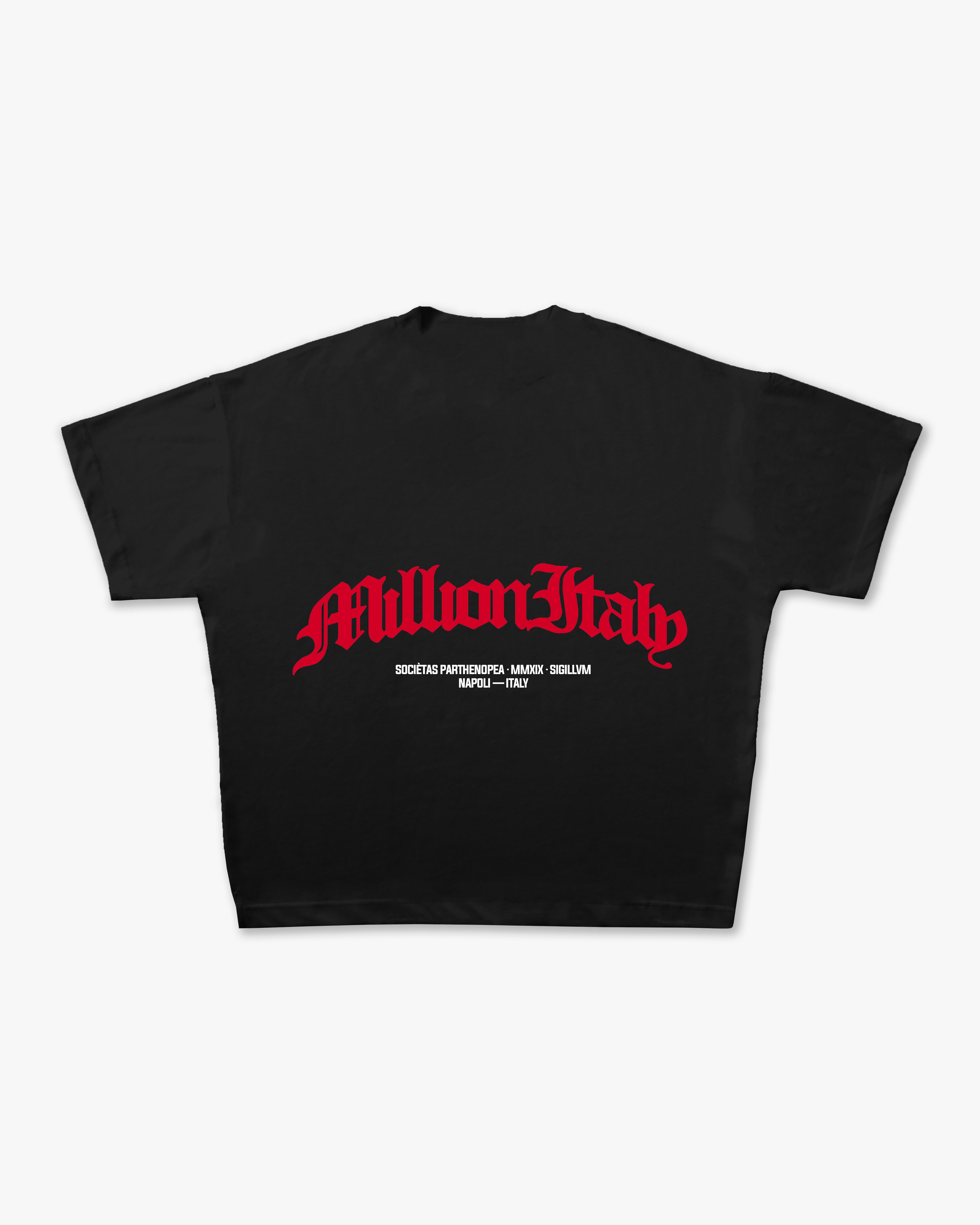T-Shirt Nera Arch Logo Rosso