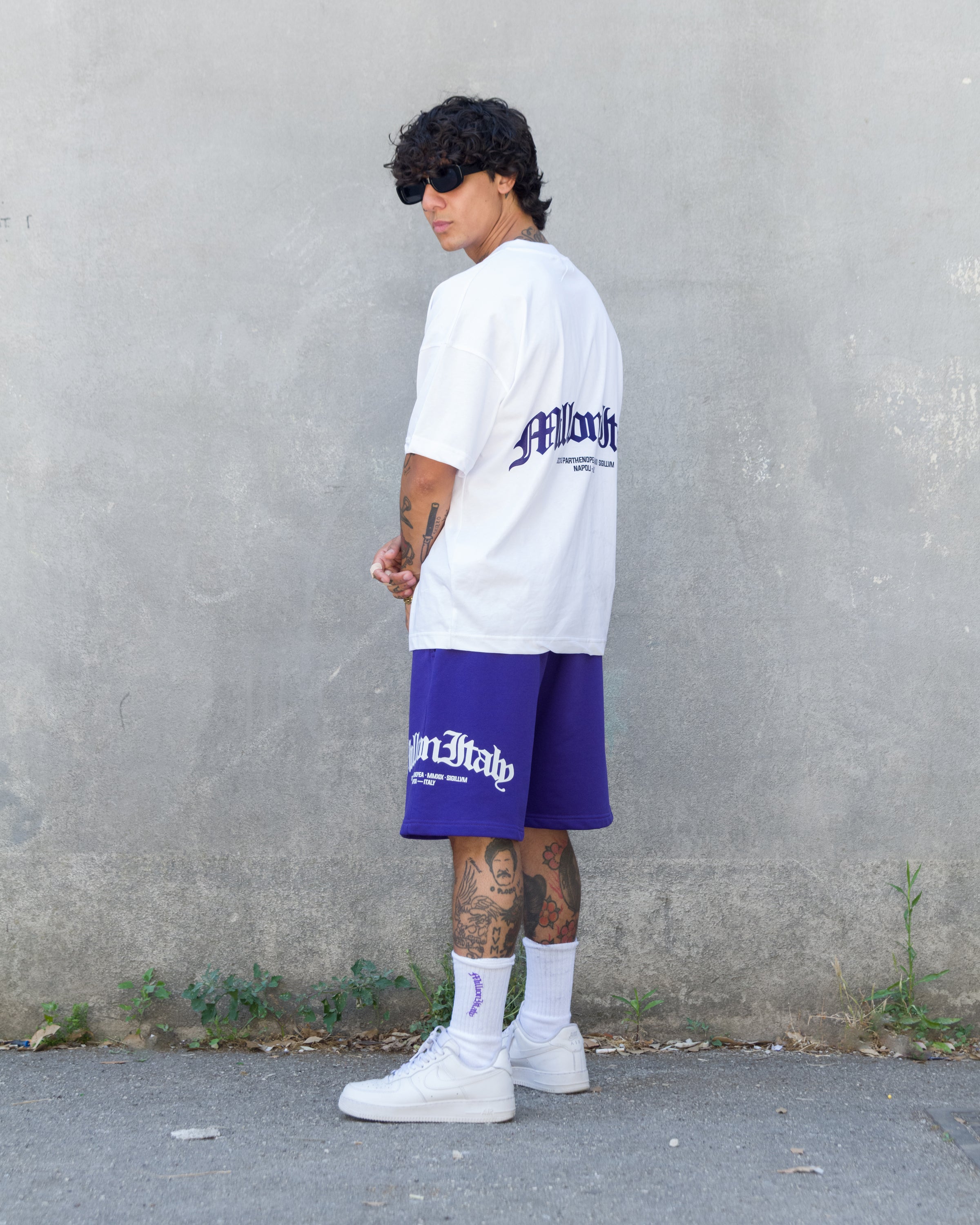T-Shirt Bianca Arch Logo Viola