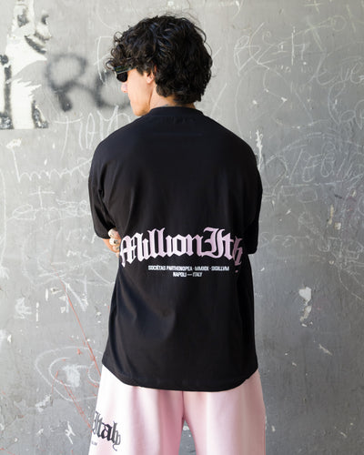 T-Shirt Nera Arch Logo Rosa