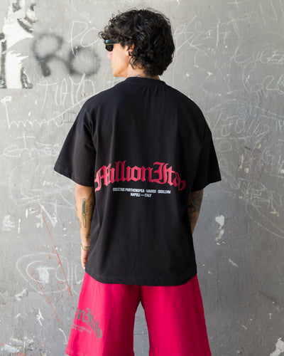 T-Shirt Nera Arch Logo Rosso