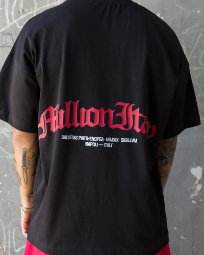 T-Shirt Nera Arch Logo Rosso