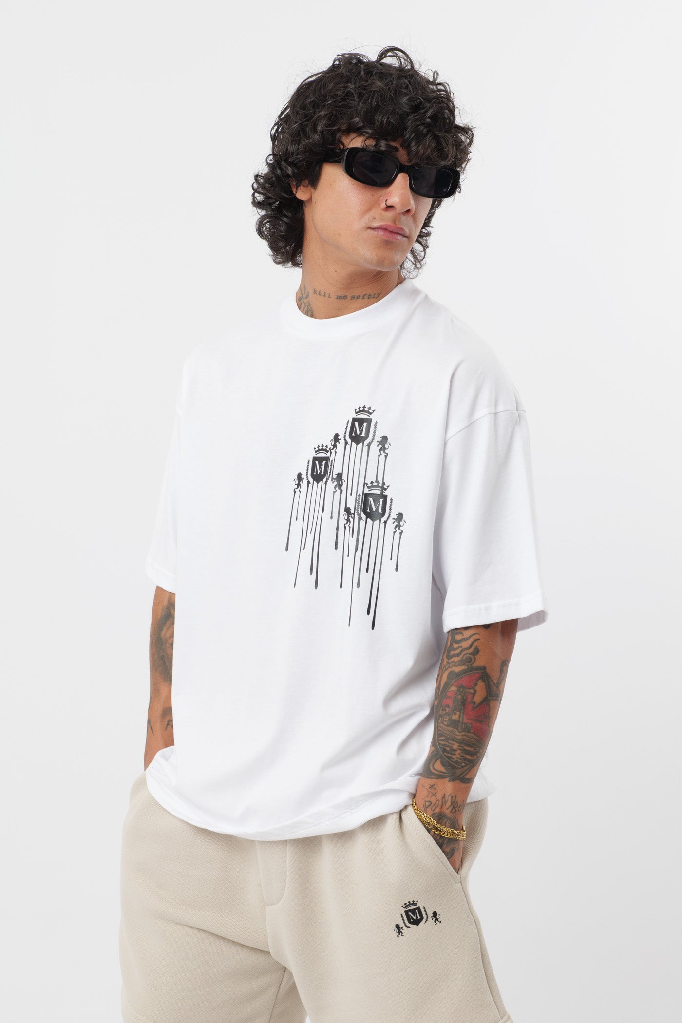 T-Shirt Logo Colato Bianca