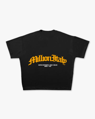 T-Shirt Nera Arch Logo Giallo