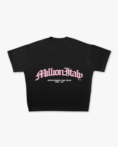 T-Shirt Nera Arch Logo Rosa