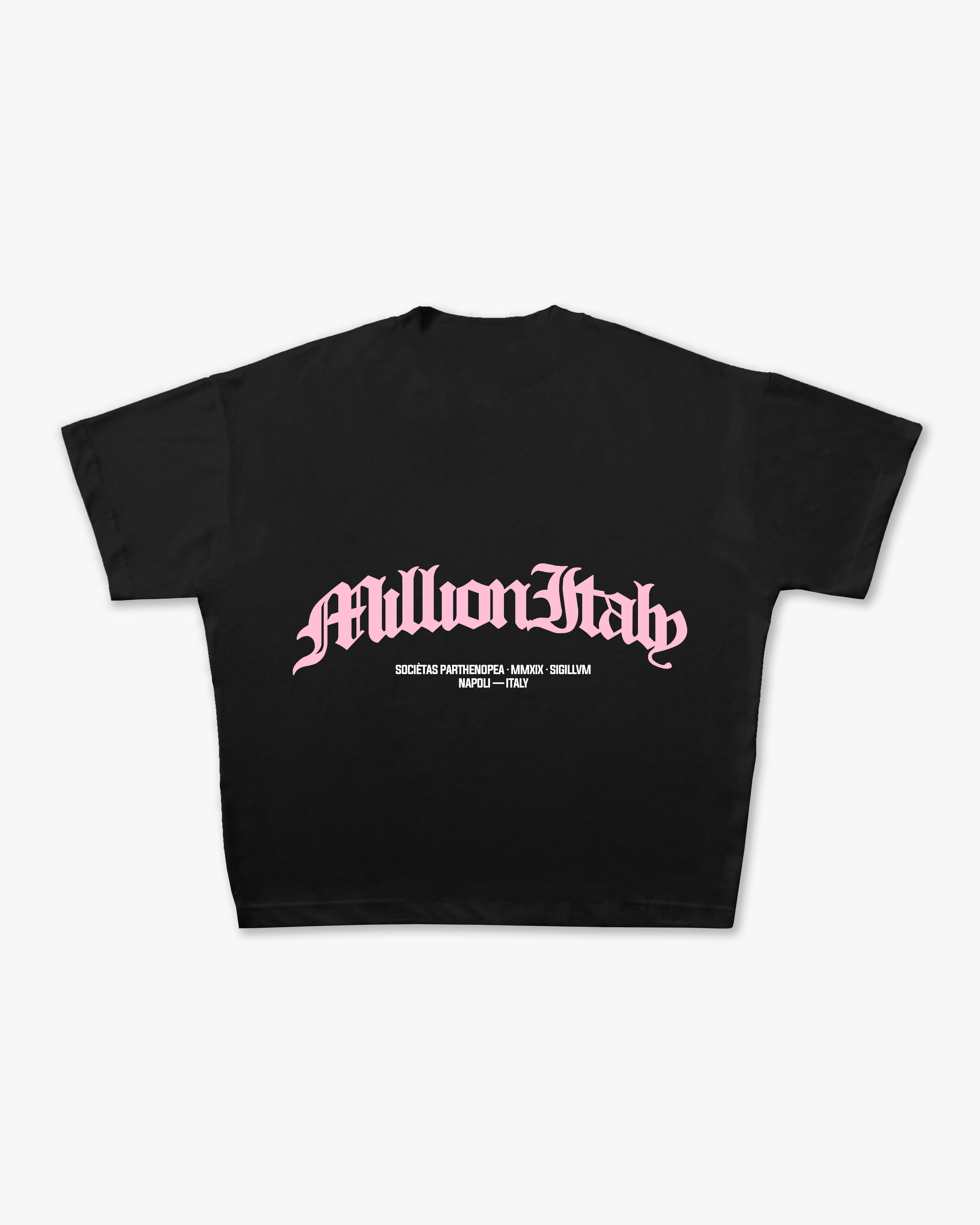 T-Shirt Nera Arch Logo Rosa