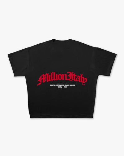 T-Shirt Nera Arch Logo Rosso